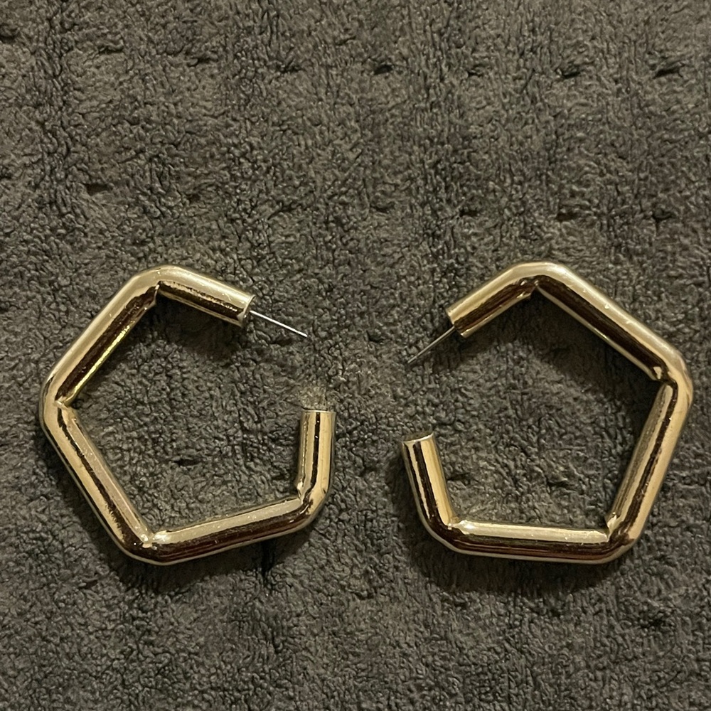 Hexagon Gold Hoop Earrings
